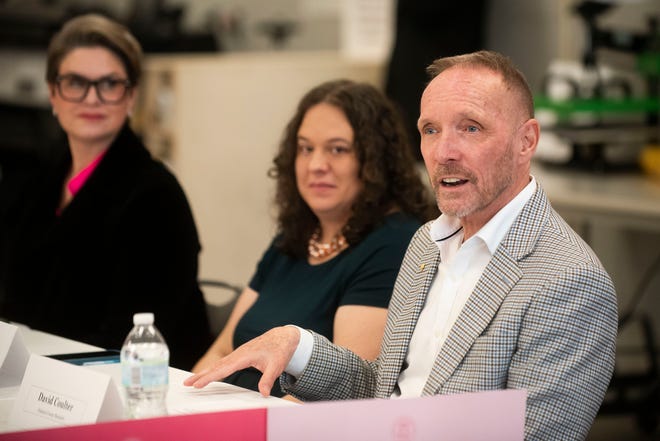 Oakland County Executive David Coulter takes part in a roundtable discussion on reproductive freedom on Thursday, March 28, 2024 at the Hawk Community Center in Farmington Hills.