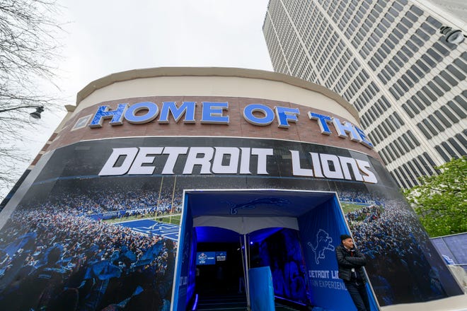 The Detroit Lions Fan Experience Activation at the NFL Draft experience, at Hart Plaza, in Detroit, April 24, 2024.