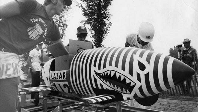 Ron Cassiz's car resembles a striped shark in 1971.