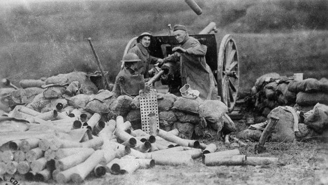 Battery "C", Sixth F.A., 1st Division, which fired the first cannon shot from the U.S. on the Lorraine, France, front at Beaumont during the Great War, Sept. 12, 1918.
