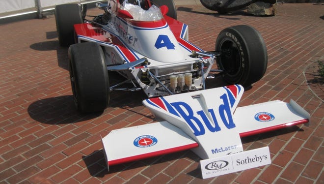 Restored "to its correct Budweiser livery" and offered without reserve, this 1979 McLaren M24B Indianapolis, once owned by driver Johnny Rutherford, sold for $214,500.