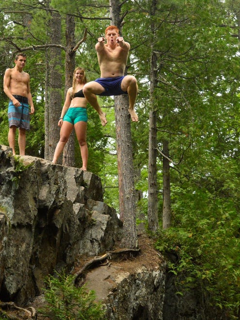 The University of Michigan cross country ski team spends a week every year training in the U.P. In 2015, "After one of our long training days, we hiked up to the Dead River (in Marquette)," said Elizabeth Callison of Gaylord. "I scrambled down the rocks to the bottom and took pictures of my teammates as they jumped in."