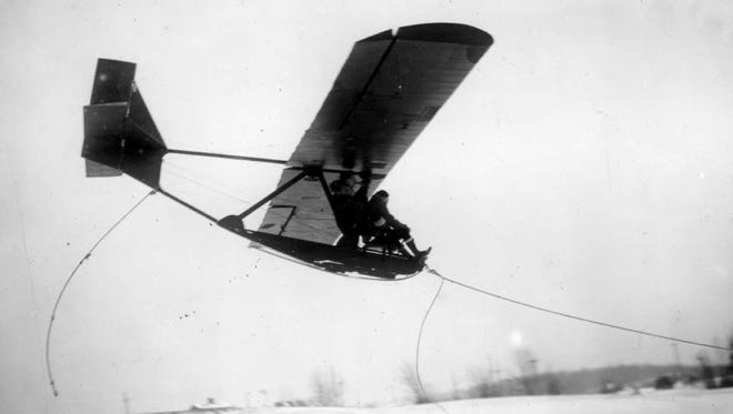 Detroit glider manufacturer Gliders Inc. conducts a flying test at Wildwood Farms in  Lake Orion, an estate owned by Detroit News publisher William E. Scripps,  on Dec. 12, 1928. The aircraft had a wingspan of about 30 feet and weighed 165 pounds.