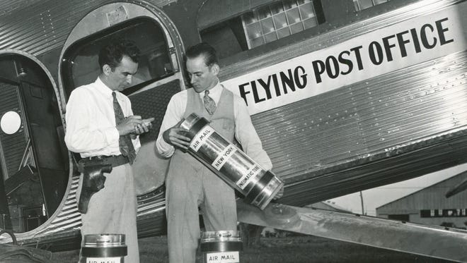 The U.S. Postal Service began experimenting with mail delivery via airplane as early as 1911.   The Flying Post Office, seen here in 1934, put postal employees on airplanes, sorting the mail during flights.  It was a short-lived practice, though, since it was hard for clerks to stand and move in the airplane and not enough mail was sorted to make it worthwhile.