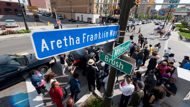 In June 2017, a street near Comerica Park was renamed Aretha Franklin Way in her honor, at the corner of Madison and Brush streets.