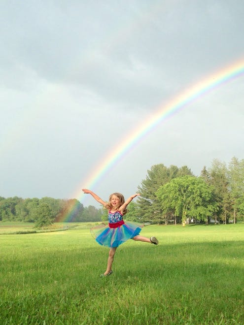 Jessica Steere-Yordy of Midland captured an unlikely scene when her 6-year-old niece Mayla put on her rainbow tutu, went outside and danced under an actual rainbow. "Mayla did her ballet routine while exclaiming, ‘My wish came true! I wanted a rainbow by my house right now!’ We all had to admit that it was pretty magical!”