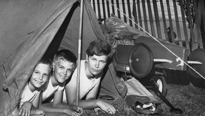 Brothers Harold Wrobel, 9, Tom Wrobel, 12, and Bob Wrobel, 16, camped out to be first in line for inspection in 1967.