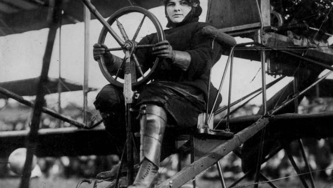 Blanch Stuart Scott of Rochester, N.Y. was the first woman to pilot an airplane in public in the United States. She flew for the Curtiss Exhibition Team in Fort Wayne, Indiana, on Oct. 23, 1910. The next day, she married publicist Harry B. Tuttle in Detroit. Earlier that year, she had first earned fame by driving an Oakland automobile from New York City to San Francisco from May 16 to July 23.