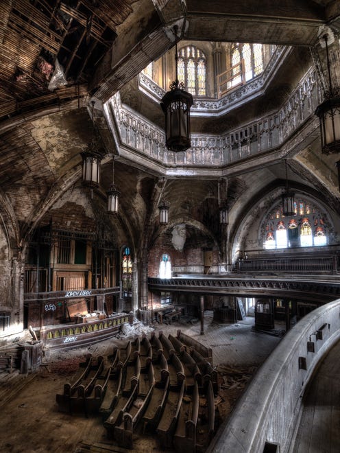 "Saint Curvy," by Michael Ramey of Rapid City, South Dakota, shows the interior of the former Woodward Presbyterian Church. "Even in its decayed state, this church is remarkable and standing inside feels sacred," he said.