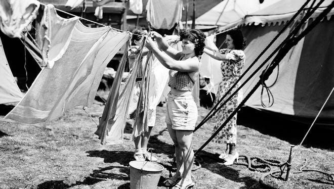 Traveling circus workers had to wash and hang-dry their own clothes and costumes, regardless of weather, mud or cramped conditions.