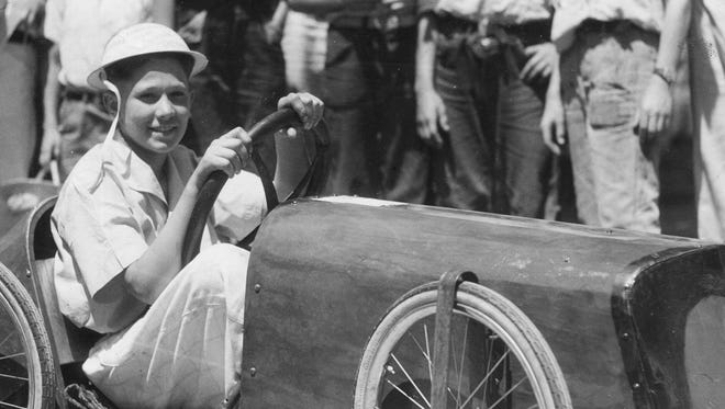Horton Leonard wins the first Detroit News Soap Box Derby in July 1935. As the winner he advanced to the national race in Akron, Ohio, and was flown there in style in “The Early Bird,” The Detroit News’ airplane.