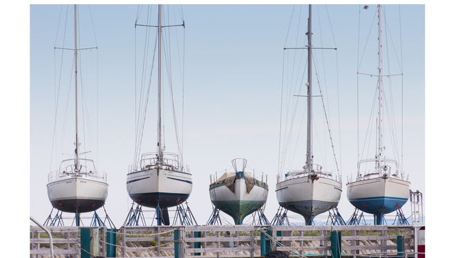 James Noud of Wolverine was in Mackinaw City last September when this scene caught his eye. "I noticed the symmetry of the recently hauled out sailboats sitting up high awaiting to be buttoned up for the off season," he said. "I  used a 200mm lens to help isolate the subjects."