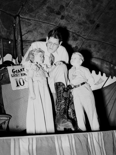 The contrast of a "giant"  and little people was an audience pleaser in the 1930s.