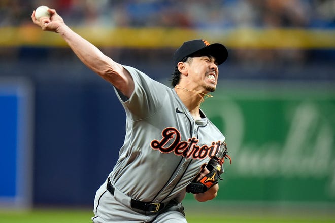 Detroit Tigers' Kenta Maeda, of Japan, pitches to the Tampa Bay Rays during the first inning.
