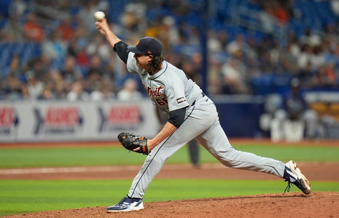 Detroit Tigers relief pitcher Jason Foley against the Tampa Bay Rays during the ninth inning.