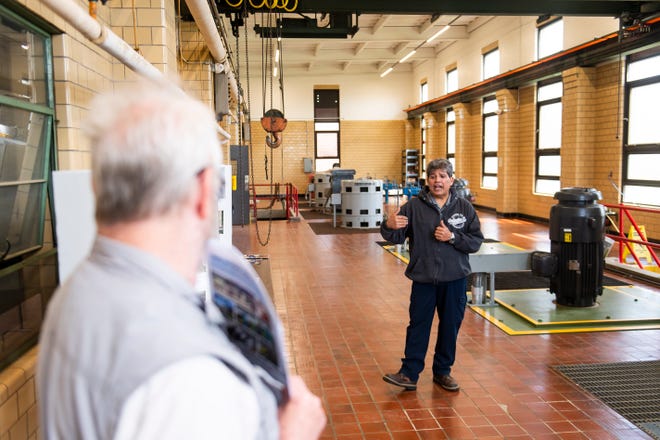 Flint Water Plant Supervisor Scott Dungee begins a public tour of the plant in Pump Station #4 on Wednesday, April 24, 2024 in Flint.