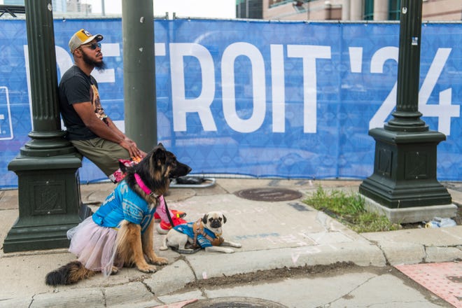 Football fans attend the final day of the 2024 NFL Draft on Saturday in downtown Detroit.