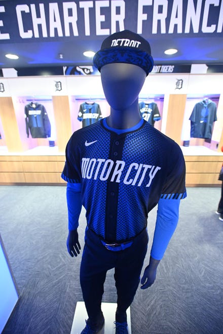 Tigers launch the Nike MLB City Connect Series uniforms in Detroit’s locker room at Comerica Park in Detroit, Michigan on May 6, 2024. Daniel Mears, The Detroit News