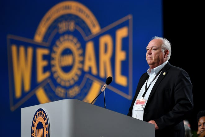 UAW President Dennis Williams speaks at the UAW 37th Constitutional Convention at Cobo Center in Detroit on June 11, 2018.