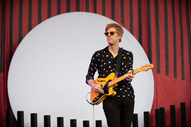 Spoon singer/guitarist Britt Daniel performs during 'The Night Running Tour' at DTE Energy Music Theatre in Clarkston.
