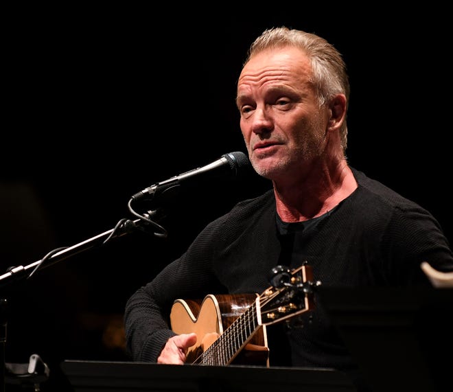 British musician Sting performs a private concert playing some of the songs from his musical "The Last Ship" at the Detroit Opera House.