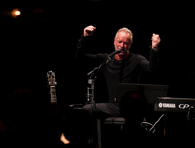British musician Sting performs a number from his musical.