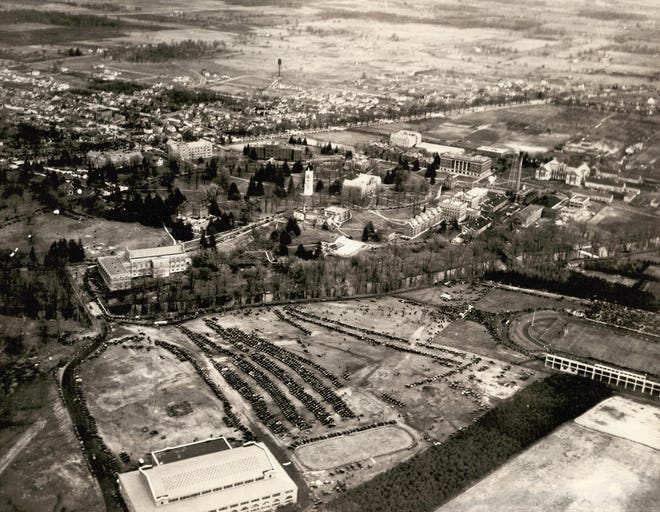 From 1929 to 1932, The Detroit News photographed college towns in Michigan and beyond from its Lockheed Vega airplane. Below is the Michigan State College of Agriculture and Applied Science  campus in East Lansing on Nov. 15, 1929.  You know it as Michigan State University.