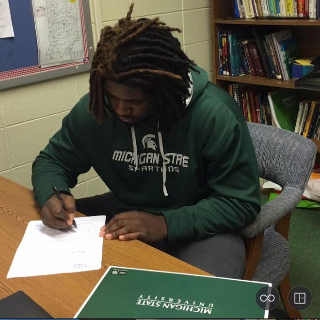 MARCH 30, 2016: Auston Robertson signs to attend Michigan State, one of the headliners of the program's highest-ranked recruiting class. 

He posted this photo to his Facebook page on April 4, 2016.