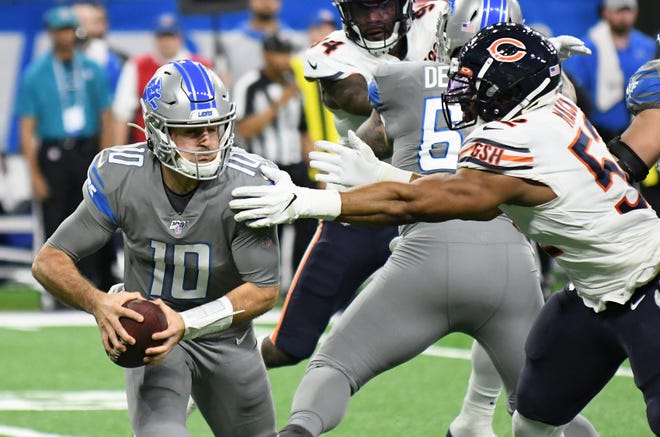 Dec. 6 at Bears (1 p.m.): The schedule starts to take a toll on the Lions and, at a point in the schedule where they alternate home and road games, the big divisional matchup against the Bears catches them. One team has swept their head-to-head matchups in eight of the last 10 years, but the Bears get the first split since 2016. Prediction: Loss