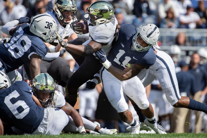 Oct. 3, vs. Penn State (11-2, 7-2 Big Ten in 2019): Coach James Franklin has been recruiting very well at Penn State, and last season’s two-loss team returns 13 starters on offense and defense combined. Accounting for Penn State All-American Micah Parsons (pictured) at linebacker will be a big test for Michigan’s inexperience at quarterback and on the offensive line. No matter who wins, it will be a nail-biter in Ann Arbor. Prediction: Loss