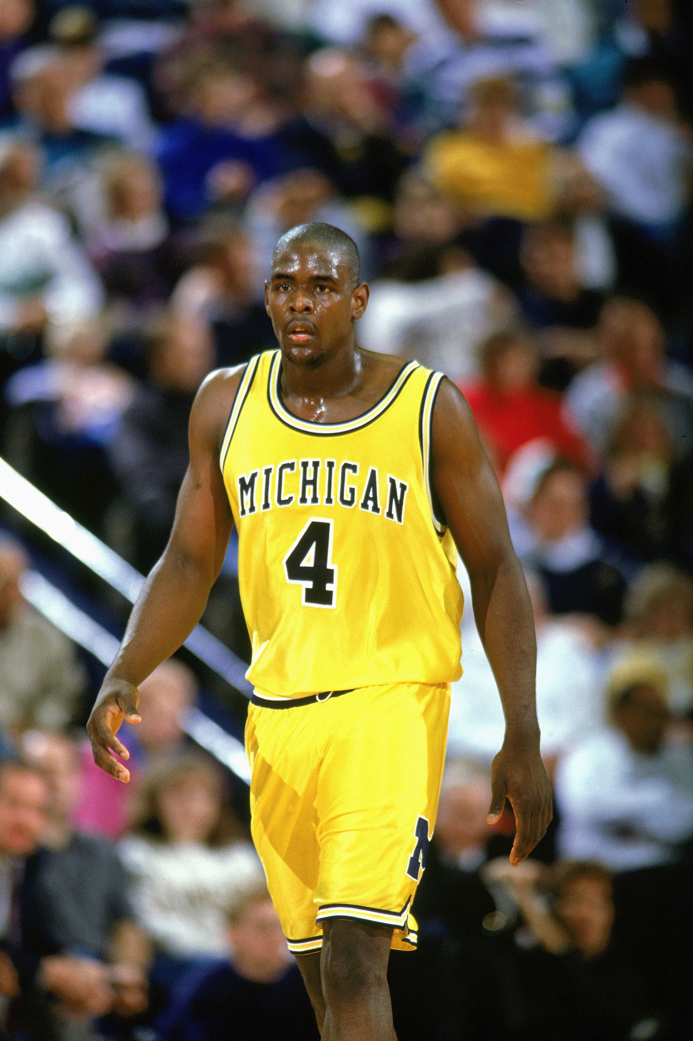 4. Chris Webber (1991-93): The centerpiece of the famed " Fab Five " recruiting class, Webber made a mark on the program — both good and bad. The 6-foot-9 forward powered Michigan to back-to-back national title game appearances in 1992 and 1993 and averaged 19.2 points, 10.1 rebounds and 2.5 blocks as a sophomore, becoming one of five Wolverines to earn consensus All-American first-team honors. He would go on to become the top pick in 1993 NBA Draft, but his involvement in the Ed Martin scandal led to a 10-year disassociation with the program that ended in 2013.