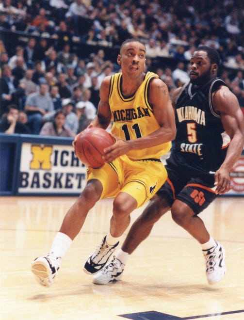 17. Louis Bullock (1995-99): Bullock established himself as a potent scorer and one of the best 3-point shooters to play at Michigan. He averaged 16.8 points and 84 made deep balls per season over the course of his four-year career, which featured two trips to the NCAA Tournament and the inaugural Big Ten tournament title in 1998. Bullock, a 6-foot-2 guard, would rank third in program history in scoring (2,224 points) and first in starts (129), made 3-pointers (339), 3-point attempts (802) and free-throw percentage (86.2%). However, he fell victim to the Ed Martin scandal and his accomplishments have been wiped from the record books.