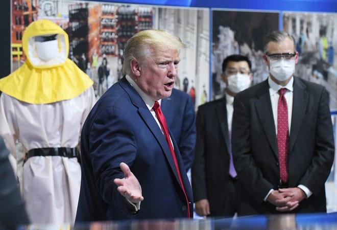 President Donald J. Trump tours the Ford Motor Company Rawsonville Components Plant, one of the many repurposed American factories producing personal protective equipment and ventilators in the fight against the COVID-19 pandemic.