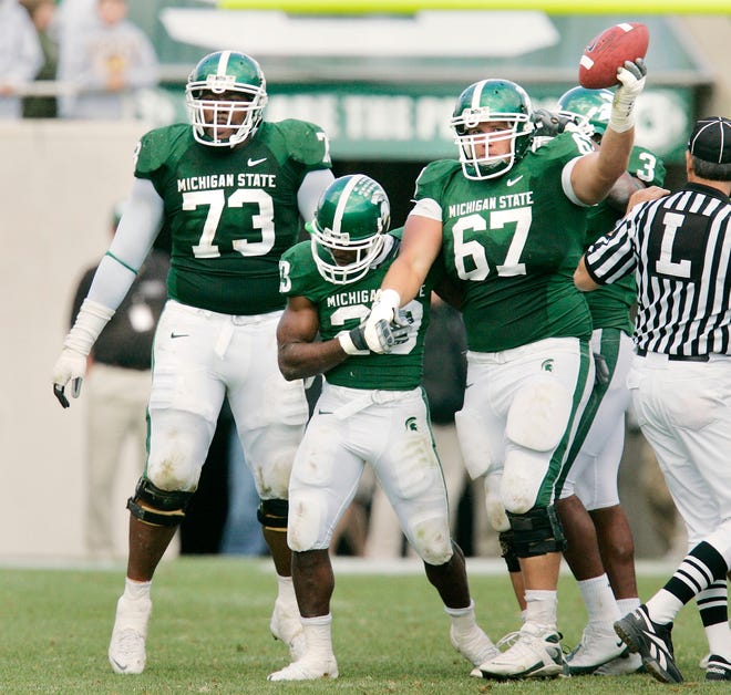OFFENSIVE LINE – Joel Foreman, 2008-11: One of the most reliable players in MSU history, Foreman was a rock up front as the Spartans moved back to the upper levels of the Big Ten. Foreman started 49 games at left guard, tied for linebacker Eric Gordon with the most starts in school history, the most starts ever by an MSU offensive lineman. As a senior in 2011, Foreman earned second-team All-American honors from Yahoo and was named to the third team by Phil Steele.
