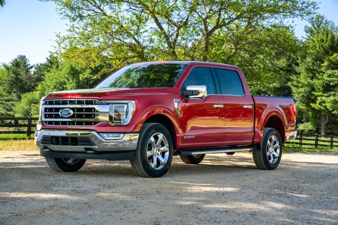 Ford introduced its all-new F-150 pickup Thursday. Here's a Lariat in Rapid Red Metallic Tinted Clearcoat.
