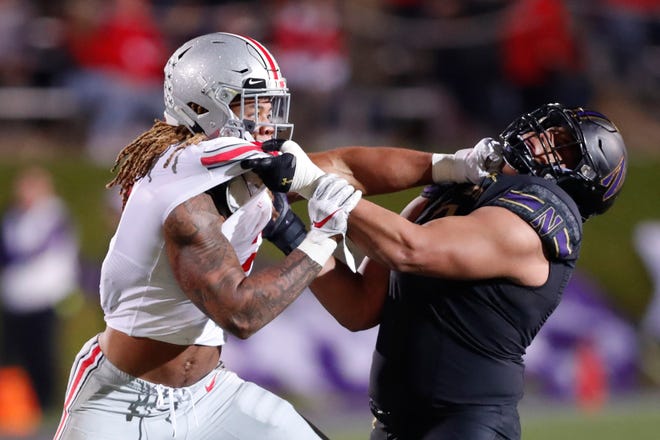 Rashawn Slater, OT, Northwestern: The 6-foot-4, 315-pounder isn’t exactly a household name, but he’s arguably one of the top tackles in college football. In 2019, Slater shifted from right tackle to left tackle and excelled, particularly in pass protection. According to Pro Football Focus, he allowed only five quarterback hurries and one quarterback hit in 355 pass-blocking snaps last year.