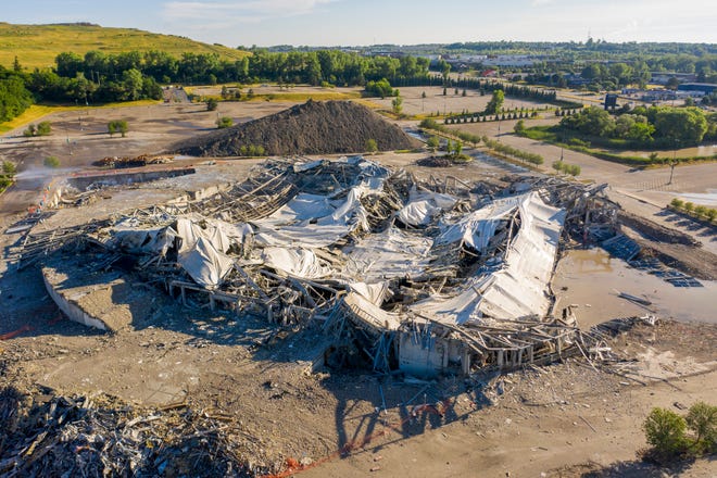 The Palace of Auburn Hills became a pile of scrap and debris after undergoing a controlled demolition, July 11, 2020.
