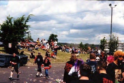 The scene outside the venue at the first Gathering of the Juggalos festival in July 2000.