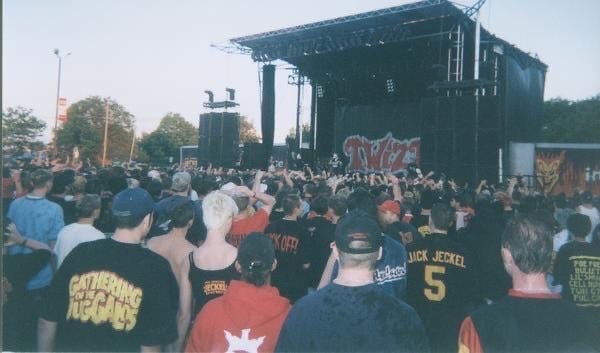 Fans watch Twiztid perform at the first Gathering of the Juggalos festival.