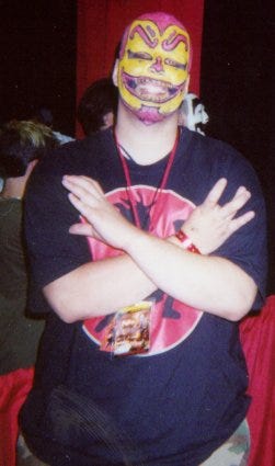 A fan poses for a photo at the first Gathering of the Juggalos festival.
