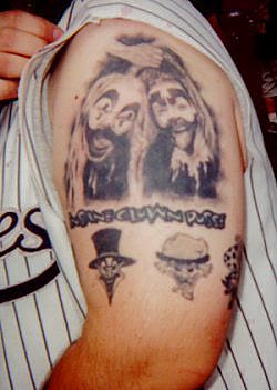 A fan's tattoos are photographed at the first Gathering of the Juggalos festival in July 2000.