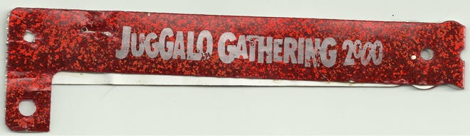 A wristband from the first Gathering of the Juggalos festival.