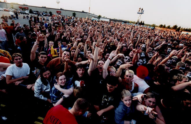 Fans pack the concert area at the first Gathering of the Juggalos at the Novi Expo Center.
