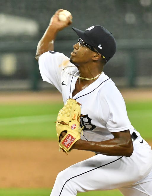 Tigers pitcher Anthony Castro works in the ninth inning.