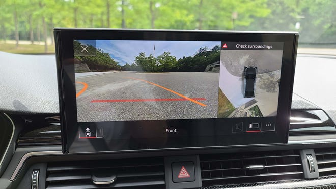 Multiple cameras in the 2020 Audi S5 Sportback allow for good visibility out the back and a 360-degree overhead view.