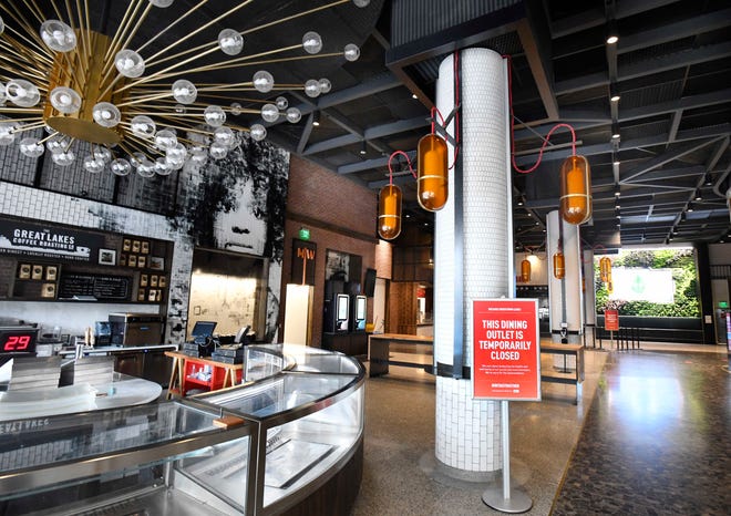 Restaurants are marked closed for the upcoming re-opening at the Greektown Casino.