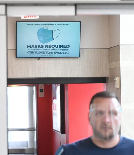 Greektown Casino tour showing the coronavirus measures implemented for the protection of guests and employees at the upcoming reopening in Detroit, Michigan on August 4, 2020.  (Image by Daniel Mears / The Detroit News)