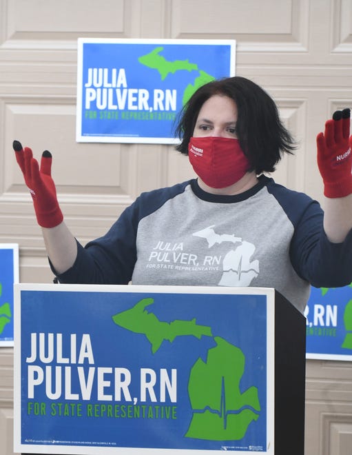 Julia Pulver, Candidate for 39th House District before heading out to campaign,  in West Bloomfield Township, Michigan on October 18, 2020.