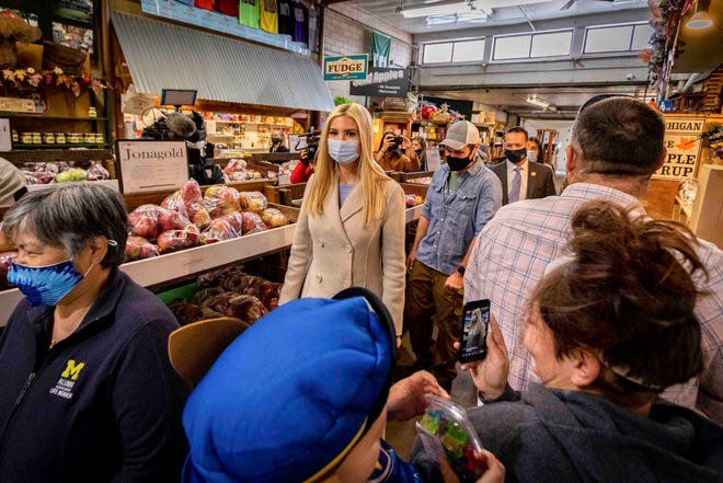 Ivanka Trump makes a surprise visit to Robinette’s Orchard in Grand Rapids.
