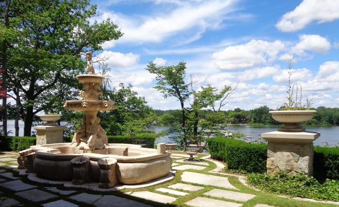 A fountain on the property.